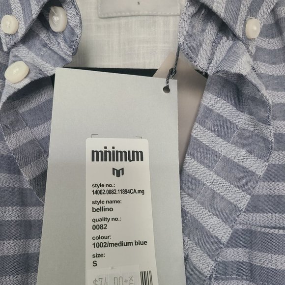 NWT Men's Minimum Blue Striped Button Down Collard Shirt - Size Small - Picture 4 of 7